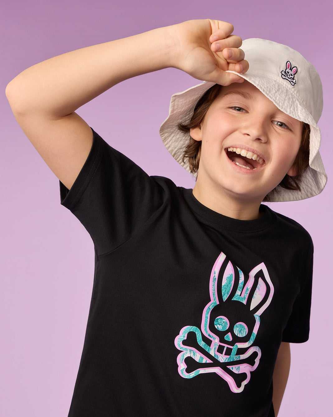 T Shirt Graphique Psycho Bunny Leonard Graphic Tee Noir Enfant | SRG-83385266